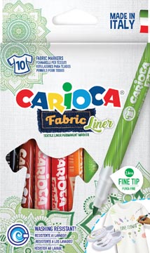 [42909] Carioca feutre textile fabricliner, boîte de 10 pièces en couleurs assorties