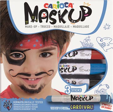 [43050] Carioca bâtons de maquillage mask up carnaval, boîte avec 3 bâtons