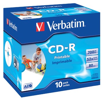 [43325] Verbatim cd enregistrable, boîte de 10 pièces, emballées individuellement (jewel case)