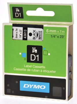 [43613] Dymo d1 ruban 6 mm, noir sur blanc