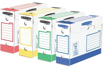 [44745] Bankers box basic boîte archivage heavy duty, ft 9,5 x 24,5 x 33 cm, couleurs assorties, paquet 8 pièces