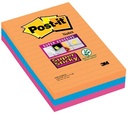 Post-it super sticky notes xxl boost, 90 feuilles, ft 101 x 152 mm, ligné, couleurs assorties, paquet de