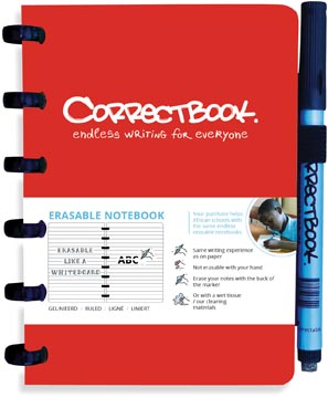 [4800419] Correctbook a6 original: cahier effaçable / réutilisable, ligné, horizon red (rouge)