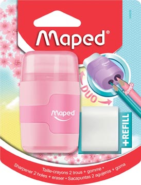 [49230] Maped taille-crayon + gomme connect soft touch, couleur pastel, sous blister