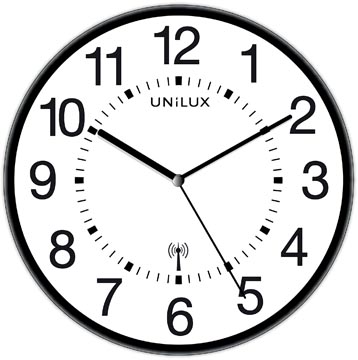 [494561] Unilux horloge wave, radiogestuurd, diamètre 30 cm, noir/blanc