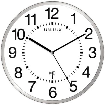 [494562] Unilux horloge wave, radiogestuurd, diamètre 30 cm, gris et blanc