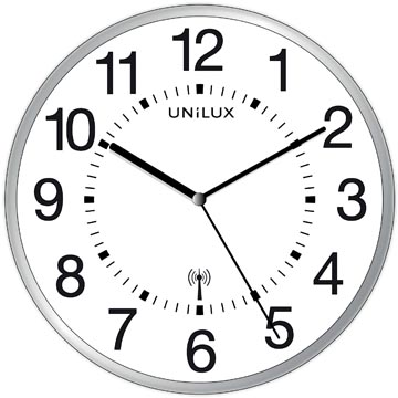 [494565] Unilux horloge maxi wave, 37,5 cm, radiogestuurd, gris et blanc
