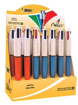 [4COL-FM] Bic 4 colours original, stylo bille, 0,30 n 0,32 mm, 4 couleurs d'encre classique, boîte de 20 pièces