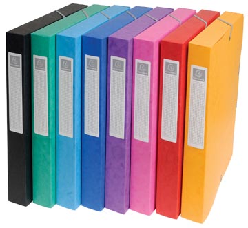 [50300E] Exacompta boîte de classement exabox 8 couleurs assorties: jaune, rouge, rose, pourpre, bleu, turquois...