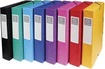[50600E] Exacompta boîte de classement exabox 8 couleurs assorties: jaune, rouge, rose, pourpre, bleu, turquois...