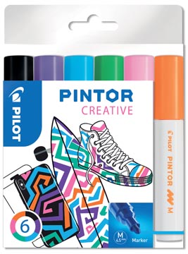 [517436] Pilot pintor creativ marqueur, moyen, blister de 6 pièces  en couleurs assorties