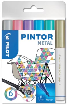 [517443] Pilot pintor metal marqueur, fine, blister de 6 pièces  en couleurs assorties