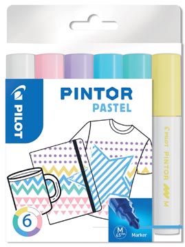 [517474] Pilot pintor pastel marqueur, moyen, blister de 6 pièces  en couleurs assorties