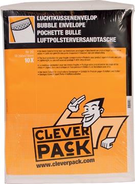 [530394] Cleverpack enveloppes à bulles d'air, ft 350 x 470 mm, avec bande adhésive, blanc, paquet de 10 pièces