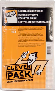 [530398] Cleverpack enveloppes à bulles d'air, ft 120 x 215 mm, avec bande adhésive, blanc, paquet de 10 pièces