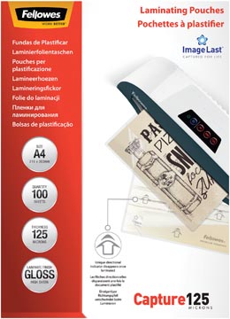 [5307407] Fellowes imagelast pochette à plastifier capture125, ft a4, 250 microns (2 x 125 microns), paquet de 100