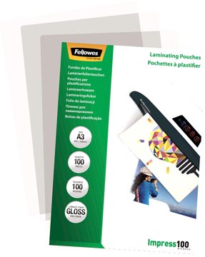 [5351002] Fellowes pochette à plastifier impress100 ft a5, 200 microns (2 x 100 microns), paquet de 100 pièces