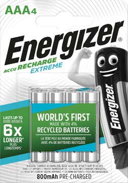 [5354168] Energizer piles rechargeables extreme aaa, blister de 4 pièces
