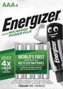 Energizer piles rechargeables power plus aaa, blister de 4 pièces