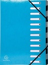 Exacompta iderama trieur, 12 compartiments, avec des élastiques, bleu clair