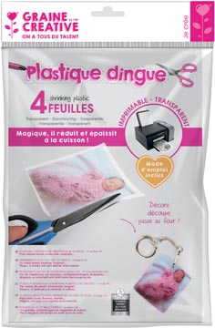 [540287] Graine créative plastique dingue, imprintable, étui de 4 feuilles, transparent