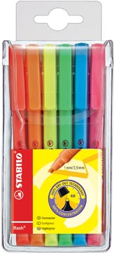 [5556] Stabilo flash surligneur, étui de 6 pièces en couleurs assorties