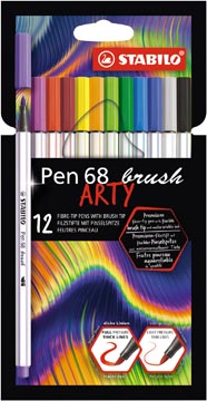 [56812] Stabilo pen 68 brush arty, étui de 12 pièces, assorti