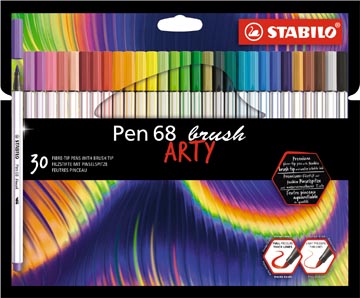 [56830] Stabilo pen 68 brush arty, étui de 30 pièces, assorti
