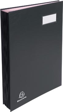 [57021E] Exacompta signataire pour ft 24 x 35 cm, en carton couverte avec pvc, 20 compartiments, noir