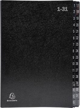 [57032E] Exacompta trieur ordonator 32 compartiments avec onglets 1-31, noir