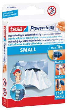 [57550] Tesa powerstrips small, charge maximum de 1 kg, blister de 14 pièces