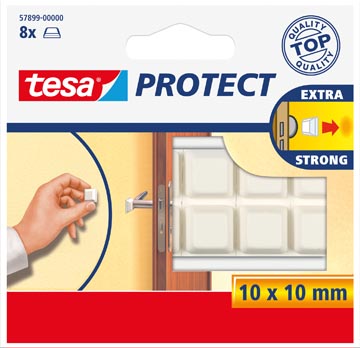 [5789901] Tesa tampons anti-chocs, carré, ft 10 x 10, blanc, paquet de 8 pièces