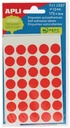 Apli étiquettes rondes en pochette diamètre 13 mm, rouge, 175 pièces, 35 par feuille (2057)