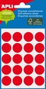 Apli étiquettes rondes en pochette diamètre 19 mm, rouge, 100 pièces, 20 par feuille (2065)