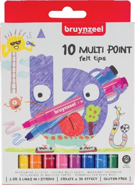 [6012610] Bruynzeel kids feutres multi point, étui de 10 pièces en couleurs assorties