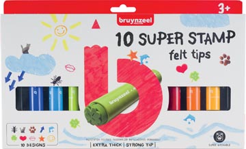 [6012910] Bruynzeel kids feutres super stamp, étui de 10 pièces en couleurs assorties