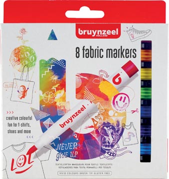 [6022708] Bruynzeel feutre textile, étui de 8 pièces en couleurs assorties