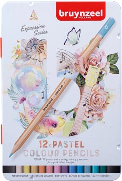 [603121] Bruynzeel expression, boîte métallique avec 12 crayons de couleur nuan pastel