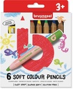 Bruynzeel kids crayons de couleur douces, set de 6 pièces en couleurs assorties