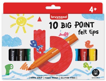 [6122010] Bruynzeel kids feutres big point, set de 10 pièces en couleurs assorties