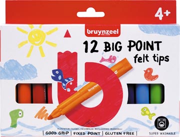 [6122012] Bruynzeel kids feutres big point, set de 12 pièces, assorti