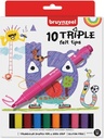 Bruynzeel kids feutres triple, set de 10 pièces en couleurs assorties