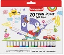 Bruynzeel kids feutres twin point, set de 20 pièces en couleurs assorties
