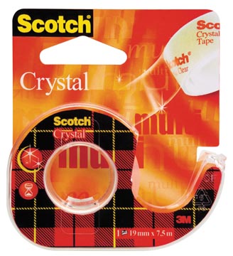 [61975D] Scotch ruban adhésif crystal, ft 19 mm x 7,5 m, blister avec 1 dérouleur et 1 rouleau