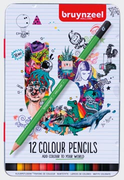 [6212212] Bruynzeel crayon de couleur, boîte en métal de 12 pièces