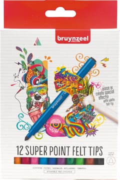 [6224212] Bruynzeel feutres super point, étui de 12 pièces