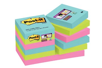 [622SSMI] Post-it super sticky notes cosmic, 90 feuilles, ft 47,6 x 47,6 mm, paquet de 12 blocs