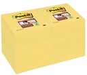Post-it super sticky notes, 90 feuilles, ft 47,6 x 47,6 mm, jaune, paquet de 12 blocs