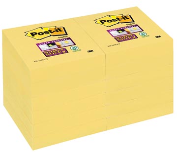 [622SSY] Post-it super sticky notes, 90 feuilles, ft 47,6 x 47,6 mm, jaune, paquet de 12 blocs