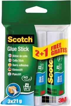 [6263C] Scotch bâton de colle permanent 21 g, blister de 2 + 1 pièce gratuite